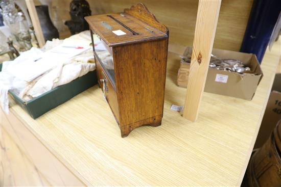 An Edwardian oak letter / book post box, height 33cm